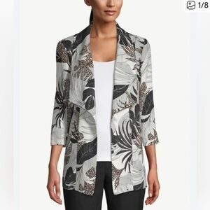 Chico's Black and White Floral Blazer